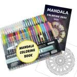 INDIKONB 48 pcs Color Gel Neon Pen Set | Multicolor Ballpoint Pens for Coloring, Writing, Drawing, Painting & Doodling for Kids and Adults + Mandala Art Colouring Book