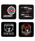 Whats Your Kick Archery With Quotes Printed Set of 4 Coaster With Metal Stand