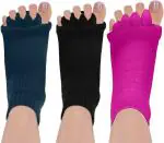 MyHomesWorld Toe Separator Socks for Women, Yoga Sports Gym Massage Socks Foot Alignment Socks Cotton Toe Socks Pain Health (MULTI COLOR, PACK OF 2)