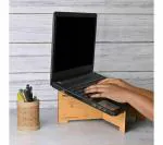 Future Works Portable Laptop Stand for Desk Easy to Carry Unique Design Cross Laptop Docking Station Compatible with MacBook dell xps hp Lenovo Ergonomic Design Laptop Raiser (Bamboo ecofriendly) 35 x 2 x 15 cm; 301 Grams