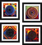 DECOR ADVENTURES Bindu Series- Sansar by S. H. Raza Wall Painting 12 x 12 inch (Pack of 4)