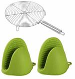 NOHUNT High Heat Resistant Microwave Grip Hand Gloves And Round Papad Roaster Chapati