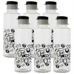 Kuber Industries Grey Plastic Water Bottle - 1 L (Set Of 6)
