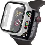 JOBINKA (iWatch Case 41mm Silver) Smart watch Tempered Screen Guard for iWatch 41mm Case Of Apple Watch Series 7 With Bumper Case Cover (Silver) (ONLY ORIGINAL APPLE WATCH CASE) (NOT COPY WATCH CASE)