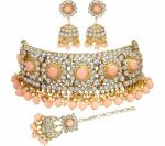 Gyaan Jewels Handmade Gold Plated Alloy Earring and Necklace Set Pink (Women, Girls) (Pack of 1) Free Size