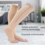 NEPROENT Zipper Compression Socks for Women & Men, Zipper Compression Stockings Open Toe for Edema, Swollen, Nurses, Pregnancy, Recovery Leg Knee High Sports Length, Better Blood Circulation Everyday Summer Socks for Swelling , Exercise, Cycling