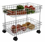 DEVRSHREE Steel Stainless Steel Fruit and Vegetable, Kitchen Trolley, Onion Potato, Rack for Kitchen, Vegetable and Fruit Stand for Kitchen (Pack of 1, Silver) (Layer 2)