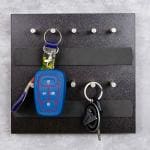 Naayaab Craft Key Chain Holder, 10 Hooks Wall Hanging Key Stand, MDF Wood Key Chain Holder for Home, Office, Living Room & Entrance Decor - Black