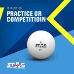 Stag Iconic 1 Star White Table Tennis Ball Pack of 12 High Quality Balls for Beginner Level Play