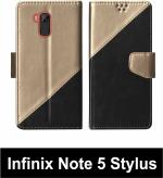 Sbms Infinix Note 5 Stylus Black Artificial Leather Shock Proof Flip Cover