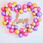 SPECIALYOU.IN Pack of 49 Heart Decoration Items for Couples, Wife, Husband inlcudes Pink, Purple, Golden Balloons, White Rose Vines and Love Foil Balloon for Birthday, Valentine Decoration Items