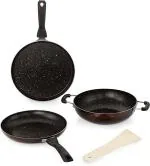 iVBOX Eco-Plus Aluminium Non-Stick Kitchen Gift Set- Tawa, Kadhai and Frying Pan Non-Stick Coated Cookware Set (Aluminium, 4 - Piece)