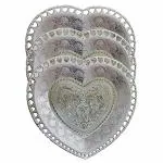 MADHULI Decorative Silver Heart Shape Plastic Multipurpose Serving Tray 35 x 31 x 3 cm (Pack of 3)
