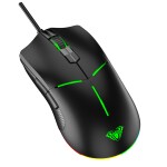 Aula F820 Gaming Mouse Wired with 8 Key, RGB Backlight, 6400DPI Wired Optical Gaming Mouse (USB 2.0, Black)
