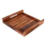 Hashcart Wooden Trays for Serving Coffee, Tea, Juice, Decorative Tray with Handles for Parties