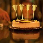 AMFIN (Pack of 4) T-Shirt Cake Toppers Birthday Decor Party Kids Birthday Cake Flags Supplies - Golden