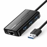 UGREEN 20265 4 In 1, 3 Port USB 3.0 Hub With Gigabit Ethernet Adapter(Black)