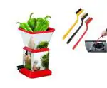 First Front Stainless Steel Chilly Cutter Cutter With 3 Pcs Wire Brush and (Multicolour, Pack of 2)