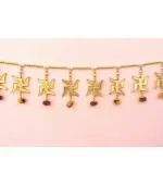 CREYENTES Handmade Fine Art Multi Zula Jummar Pearl Plastic Beads Door Hanging / Bandarwal /Toran Garlands for House / Mandir / Temple Decorations[ 3 Feet ]-Pom Pom Sathiyo