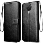 Slugabed Vintage Leather Finish Flip Cover for Nokia G20 | Inside Pockets & Inbuilt Stand | Wallet Style Back Case | Magnet Closure (Black)