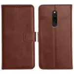 Orosky Redmi 8 Flip Back Cover, Full Body Protection Wallet Style Magnetic Closure Leather Flip Cover Case for Xiaomi Redmi 8 (Brown)