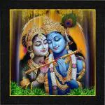 Krishna Radha Photo Frame | Radha Krishna Love Photo Painting Frames ( 12 in x 12 in )