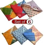 SSDN Cotton Roti Cover/Chapati Cover/Traditional Square Roti Cover ( Assorted Color & Design) - Set of 6