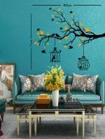 Trends on Wall Black-Yellow Vinyl Bird Tree Home Design Wall Sticker 71 x 90 cm