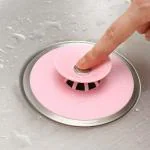 KANBI Silicone Drain Stopper Used for Hair Trap Bathtub Drain Strainers Kitchen Sink Plug Blocking Sewer Odor, Sucker Drain Strainer Plug Silicone Leak-Proof Cover (Pack Of 1)