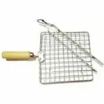 A2SK Roasting Net with Steel Tong Stainless Steel Wire Roaster, Papad Jali,Roti Grill,Chapati Grill Square 17 cm, 27 cm Utility Tongs (Pack of 2)