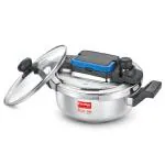 Prestige Svachh Flip-on Mini Stainless Steel Spillage Control Pressure Cooker with Glass Lid, 2 Litre (Silver)