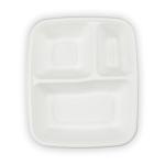 eco healthware Compostable 3 Compartment School Lunch Trays With Lid - Eco-Friendly Disposable Dinner Plate (Pack of 25)