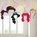 Zyozique 6 pcs Princess Hanging Swirl Decorations, Cinderella Party Supplies, Little Royal Queen Birthday Theme Pink Decor for Boy Girl Fairytale Baby Shower, Kids 1st Bday Favors