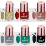 Perpaa Glitter Golden, Stylish Red, Perfect Nude, Ash Grey, Sea Green, Powerful Black Nail Polish (Pack Of 6)