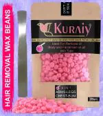 KURAIYHair Removal Hot Hard Body Wax Beans (50Gm) for Face, Arm, Legs, Bum and whole Body For Men and Women Suitable for All Skin Types with Steel Spatula