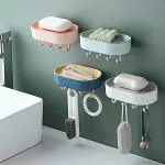 DeCology Multicolor Plastic Soap Case Holder With Hook (Pack Of 2)