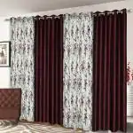 Ultica Fab Digital Texture Print 9Ft Curtain Drapes For Long Door | Solid Plain Panels For Home & Office | Latest Grommet Curtains For Bedroom Kitchen Hall, Pack Of 2, 4 x 9 Feet, Wine