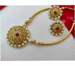 Gyaan Jewels Handmade Brass Earring and Necklace Set White (Women, Girls) Free Size