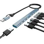 EMBOX 7 in 2 USB Hub for Laptop MacBook PC Mac Pro Mac Mini-Multiport Adapter with Dual Convertible USB & Type C Heads Upto 5 Gbps Data Transfer Speed 1 x USB 3.0 & 6 x USB 2.0 Ports (7 in 2 Type A)
