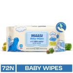 Maate Baby Wipes (Pack of 1, 72 Wipes) Soothing & Hypoallergenic Infused With Plant Squalane