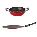 Nirlon 2 pcs of Red and Black Non-stick Aluminium Kitchenware Combo Set, Standard