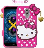 Aviaaz Honor 6X Soft Rubberized TPU Girls Kitty Pink Silicon, Rubber Back Cover