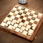 MASTER PIECE CRAFTS 14'' Wooden Draughts/ Checkers Set, Folding Travel Magnetic Checkers Board Game Set, Convertible Draught Storage Box,