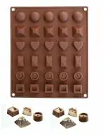 SQUARO ONLINE STORE Silicon Chocolate Mould Different Shape 30 in 1 Chocolate Mold DIY Cake Soap Ice Cream Candy Jelly Moulds Multi Shape ( Round, Pyramid, Heart, Layer, Square, Round Dot , 1 Pcs.)