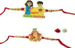 Kavim Kids RAKHI 23263 Plastic (PVC) Rakhi Set (Brother Sister n Ganesh Ji 2 Set Kids rakhi)