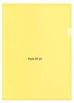 Shining Zon L Folder File A4 Size Durable Clear Transparent Plastic File Folders Paper Holders Organizer Document Sleeves for Protection Suitable for School, Offices & Projects (Pack of 10 Yellow Colour)