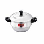 Eurostyle Compact 12 Ultra Idli Pot with Encapsulated Sandwich Bottom Stainless Steel, 3 Idli Plates (12 Pits),2 Steamer & 1 Mini Idli Plate For Idli & Dhokla (Stainless Steel, EUS_SB_E_Compact_12_ultra)