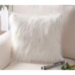 The Purple Tree White Faux Fur Cushion (Pack of 1 , 16x16 inch ) bedroom decor , shaggy cushion , aesthetic cushion , white fur cushion for living room , luxury cushion