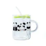 MUMUSO Transparent Body With Tinted Lid High Borosilicate Glass Mug With Straw
