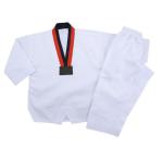 Lewon International Unisex Red, Black Cotton Taekwondo Uniform With Strip ( 5 And 6 Years)